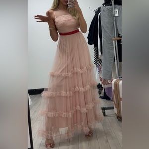 Pinko - Tulle Tiered Full Length Dress Gown